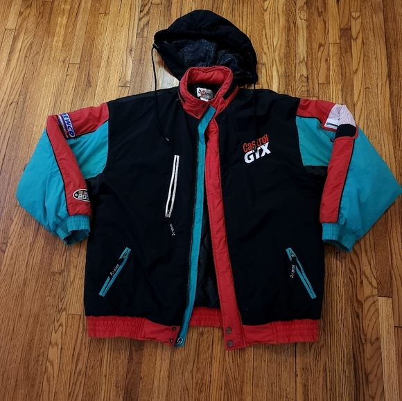VTG Nascar 2000 Jacket Mens XL Color Block Hooded Casey Atwood 27 Chase Rare - Picture 1 of 13